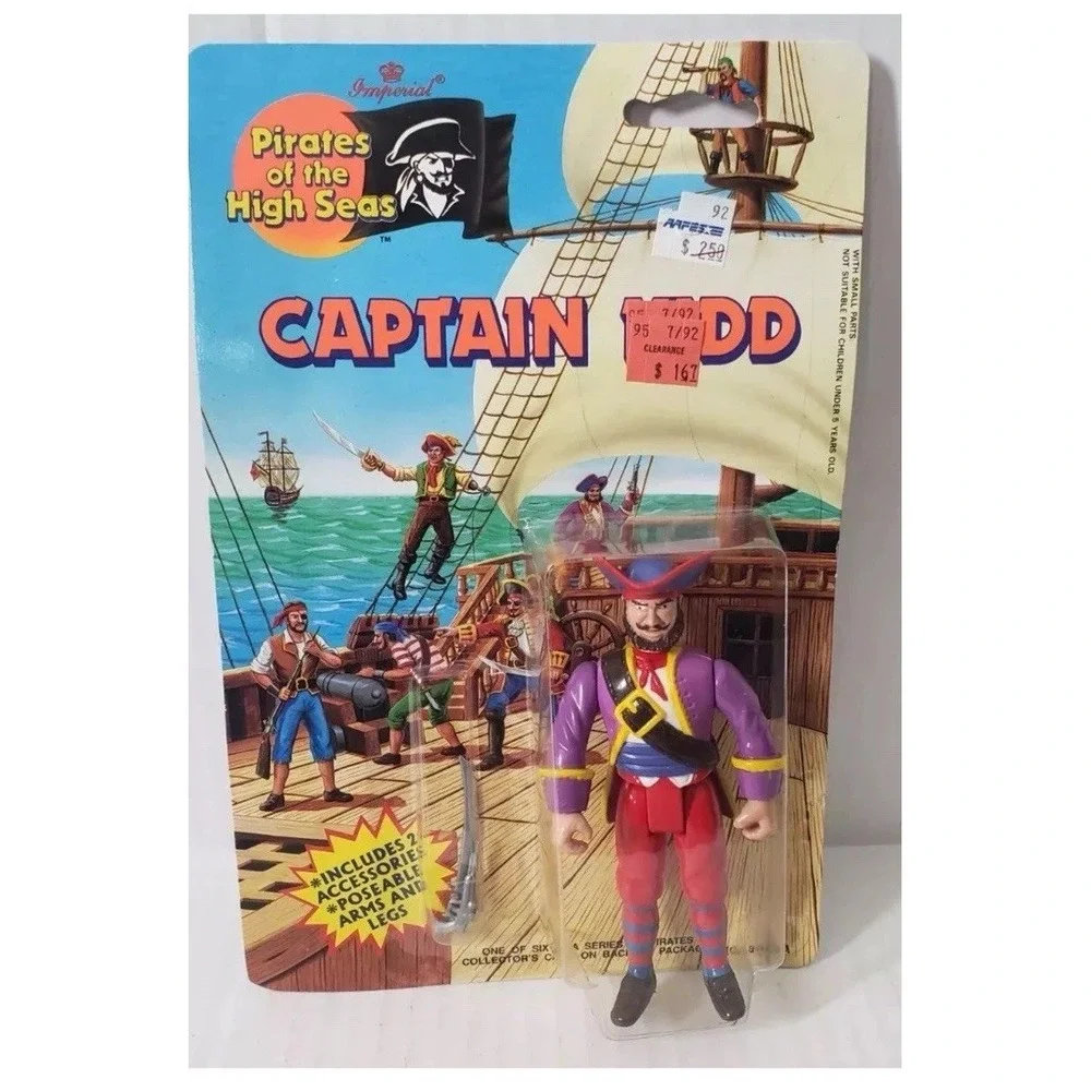 Vtg 1990 Imperial Pirates of the High Seas Captain Kidd Action Figure With Sword